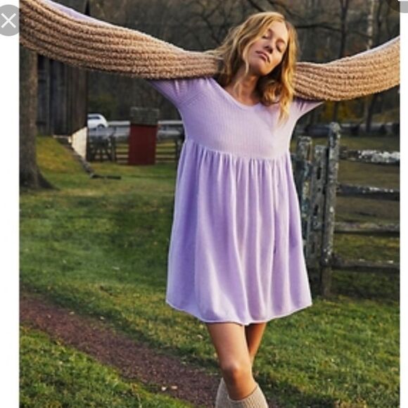 NWT free People  the luxe sweater babydoll mini dress size M - Picture 1 of 8